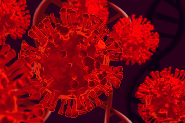 blood dna of nCov covid-19 structure coronavirus crisis outbreak pandemic biohazard cell atom...
