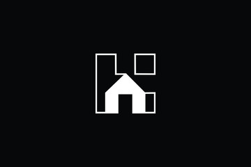 Logo design of H in vector for construction, home, real estate, building, property. Minimal awesome trendy professional logo design template on black background.