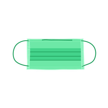 Medical Mask. Vector Illustration. Green Object On Transparent Background.