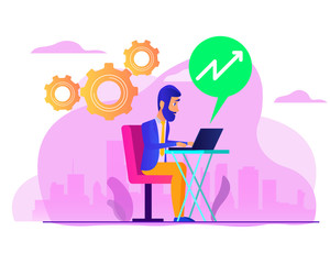 Business enhancement reporting. Business graph statistics flat vector illustration design. Business data analysis. Financial research report, market stats