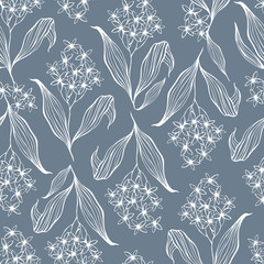 Fototapeta premium Vector seamless pattern with hand drawn flowers.