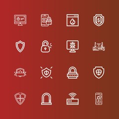 Editable 16 firewall icons for web and mobile