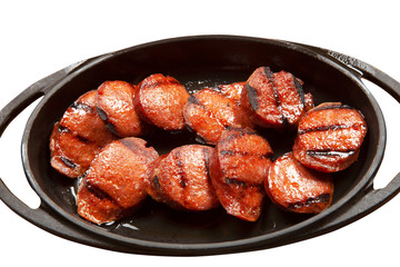 Turkish breakfast with fried turkish sucuk