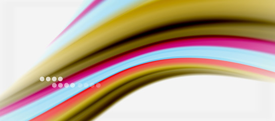 Wave lines abstract background, smooth silk design with rainbow style colors. Liquid fluid color waves. Vector Illustration