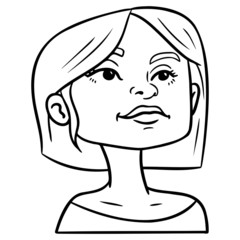 woman looks up. avatar, outline, comic.