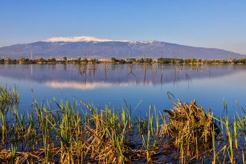 Bogrov lake and Vitosha mountains, Bulgaria