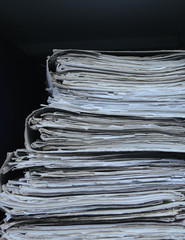 Old archive, stack of folders with paper documents