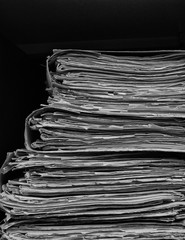 Old archive, stack of folders with paper documents
