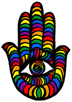 Rainbow Hamsa Eye of Fatima Protection Symbol