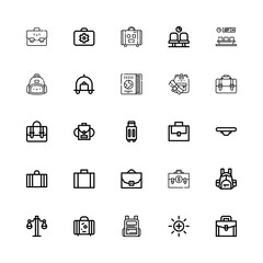 Editable 25 baggage icons for web and mobile