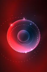 Neon shiny transparent glowing circles with light effects. Techno futuristic vector abstract background For Wallpaper, Banner, Background, Card, Book Illustration, landing page