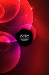 Neon shiny transparent glowing circles with light effects. Techno futuristic vector abstract background For Wallpaper, Banner, Background, Card, Book Illustration, landing page