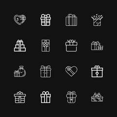 Editable 16 giftbox icons for web and mobile