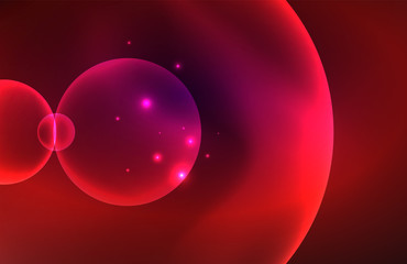 Neon shiny transparent glowing circles with light effects. Techno futuristic vector abstract background For Wallpaper, Banner, Background, Card, Book Illustration, landing page