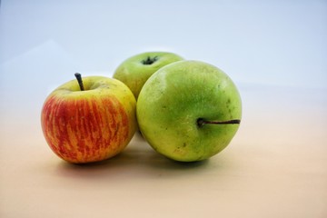 green apples on white background