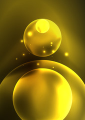 Glowing neon shiny transparent bubbles, glass circles or bio cell concept. Techno futuristic vector abstract background For Wallpaper, Banner, Background, Card, Book Illustration, landing page