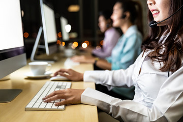 Call Center working at night.