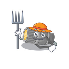 Underwater flashlight in Farmer cartoon character with hat and pitchfork