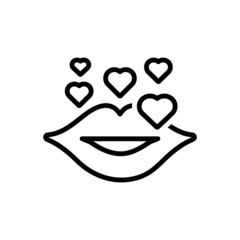 Black line icon for kiss day