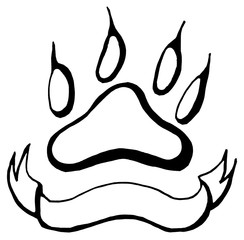 Paw Print with Ribbon Copy Space