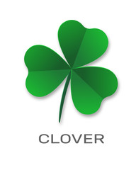 Three-leaf clover in paper style. Background with place for text. Symbol of St. Patrick's Day. Vector illustration