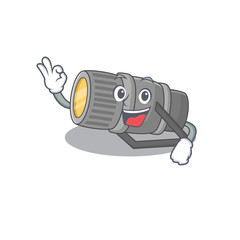 Underwater flashlight cartoon character design style making an Okay gesture