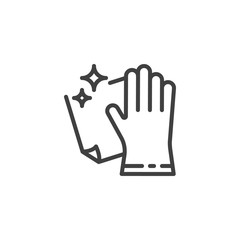 Cleaning with rag line icon. linear style sign for mobile concept and web design. Hand wiping with cloth outline vector icon. Cleaning service symbol, logo illustration. Vector graphics