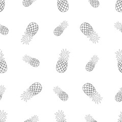 Seamless pattern with pineapples. Doodle element. Vector illustration.
