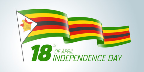 Zimbabwe happy independence day greeting card, banner vector illustration