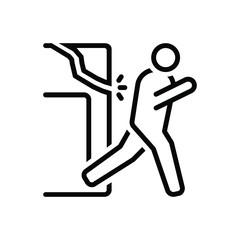 Black line icon for flee