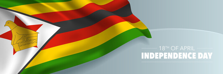 Zimbabwe independence day vector banner, greeting card