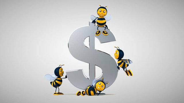 Fun bees next to a dollar