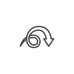Spiral arrow line icon. linear style sign for mobile concept and web design. Curve arrow down outline vector icon. Symbol, logo illustration. Vector graphics
