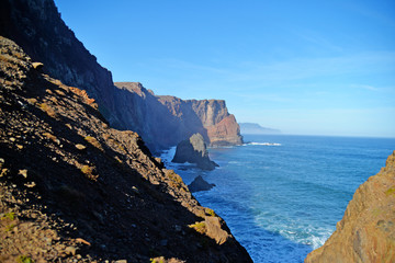 coast of Madeira cliff and rocks