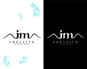 letter im ,mi creative handwriting logo design vector