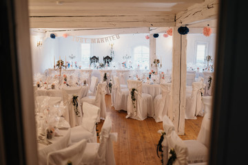 vintage Wedding Decoration on Rustic Dining tables