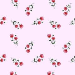 Water color beautiful rose flower vector seamless pattern