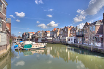 Canal and Houses in Dordrecht, Holland