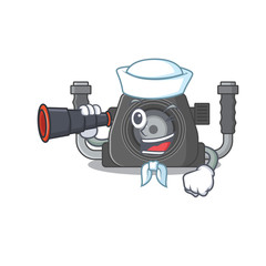 Underwater camera in Sailor cartoon character design with binocular