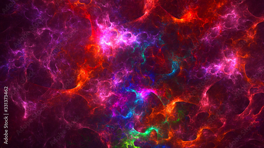 Poster 3d rendering abstract red fractal light background
