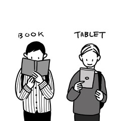 本とタブレット