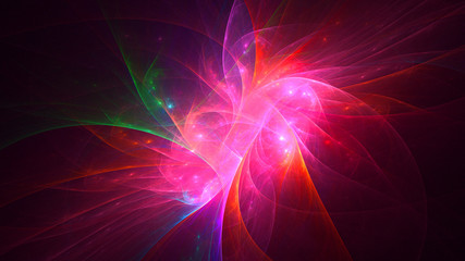 3D rendering abstract red fractal light background