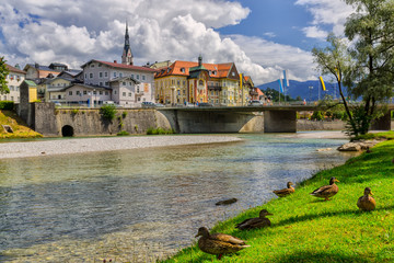Bad Tölz and Isar River Germany