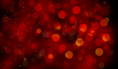 Red bokeh abstract background , gold and black glitter lights