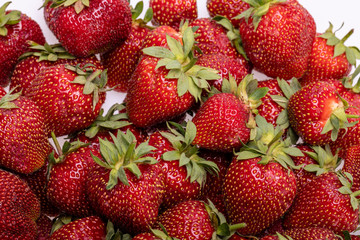fresh ripe strawberries isolated on white background
