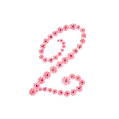 Watercolor drawing Pink floral numbers