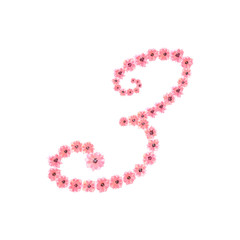 Watercolor drawing Pink floral numbers