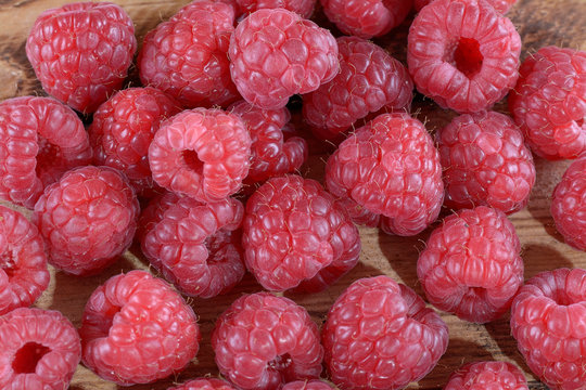 Ripe sweet raspberry close up