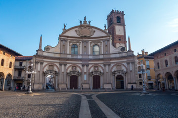 Fototapeta na wymiar Cathedral façade, Vigevano, Italy
