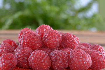 Ripe sweet raspberry close up
